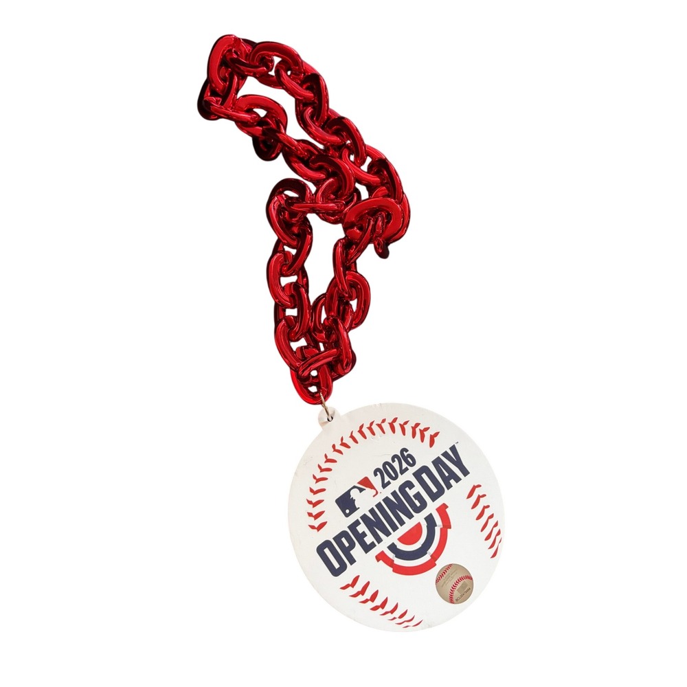 MLB 2026 Opening Day Turnover Chain Red Metallic Link Baseball NBC Peacock Logo
